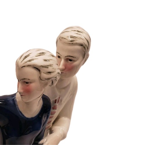 KATZHUTTE ART DECO PORCELAIN FIGURINE DANCING COUPLE C.1930'S GOLDSCHEIDER ERA - Picture 5 of 20