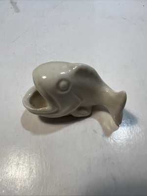 VTG White Ceramic Fish Koi - Mouth Open Planter/Holder  Tooth Picks/ Q-tips 4954