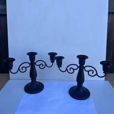2 Metal Candle Holders 3 Wicks Black Candle Holders for Candlesticks Taper Cand.