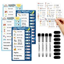 Chore Chart for Kids: Dry Erase Visual Schedule, Magnetic Bedtime/Morning Rou...