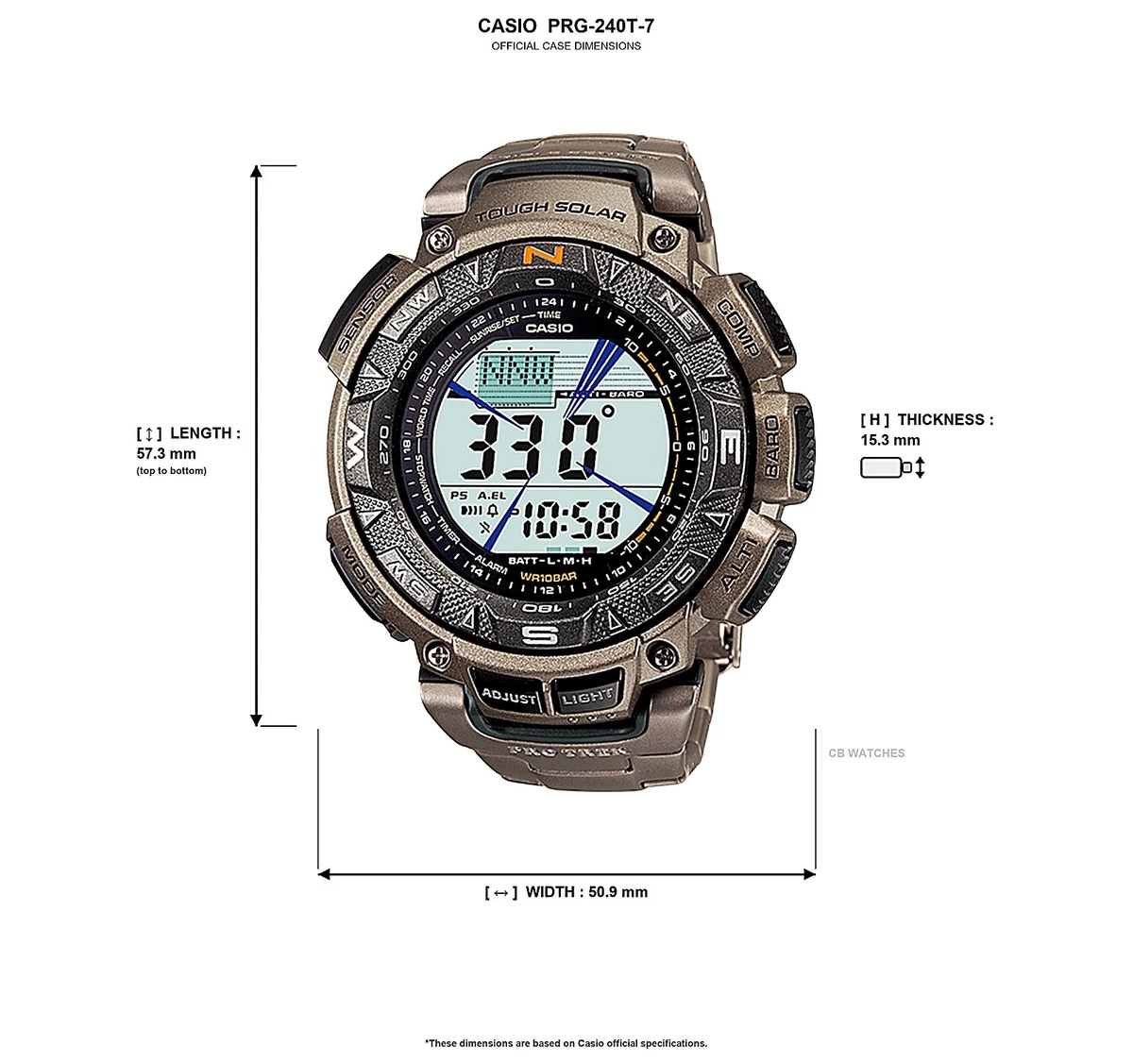 Reloj Casio Protrek Triple Sensor Solar Powered Titanio Hombre PRG-240T-7