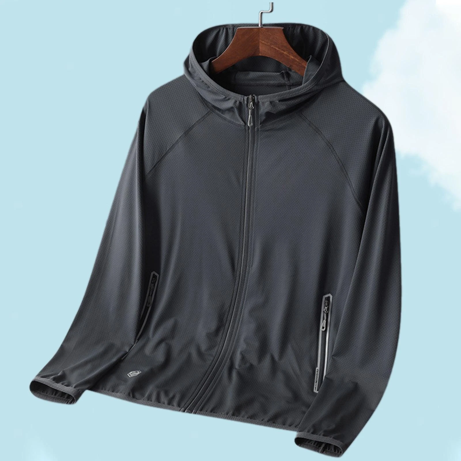 Mens Sun Protection Jacket Hooded Cooling Lightweight Summer Shirts UPF 50+ Full