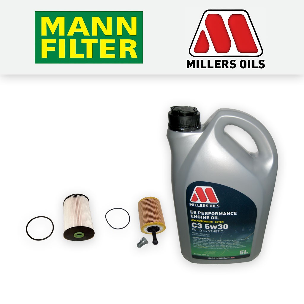 Audi A3 8P 1.9 TDI 2003-2006 Service Kit - Oil Fuel Filters 116mm + EE C3 Oil