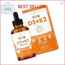 NutraChamps Kids Vitamin D 3 K2 Drops, Vitamin D3  K2 MK-7, Liquid Vitamin D fo