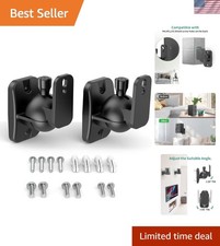 2-Pack Speaker Wall Mounts - Sturdy ABS Brackets w/ 8 lb Capacity, Easy Install