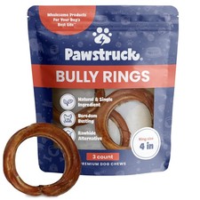 Pawstruck 4" Bully Stick Rings for Dogs - Rawhide-Free, 100 Beef, 3-Pack