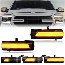 Smoke Dynamic Sequential LED Side Marker Rear Mirror Lights Compatible with D...