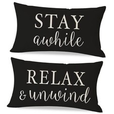 Decorative Throw Pillow Covers 12x20 Inch Set of 2 20" x 12" Pack of 2 Black