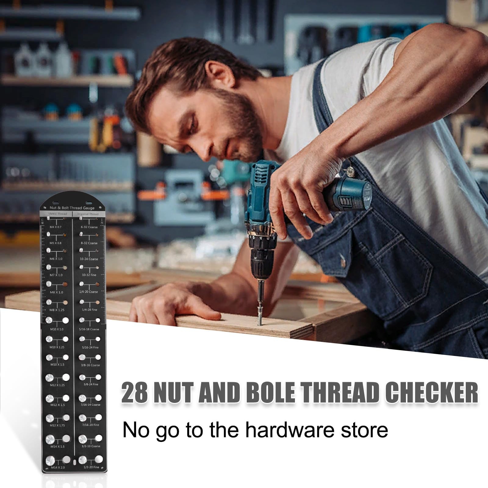 Thread Checker, 28 Hole Nut and Bolt Thread Checker, Bolt and Nut Identifier ...