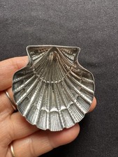 Vintage 925 Hallmark Sterling Silver Sea Shell Shape Salt Dish -9.15g