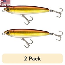 2 Pack Hydro Pencil 5in Hard Bait Fishing Lure Topwater Rattle Treble Hooks New