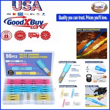 80PCS Heat Shrink Butt Connectors Marine Grade Waterproof Wire Connectors - R...