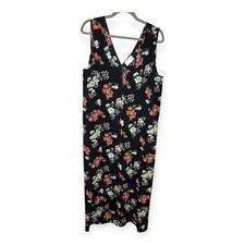 ASOS Curve Floral Maxi Dress 14 Black Sleeveless V-Neck Stretch Boho Vacation