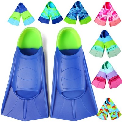 Fanwill Kids Swim Fins,Short Comfortable XS(US 13.5-1.5), Blue&Acid Lime 