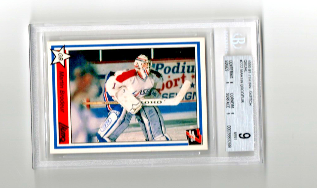 1990-91  7th Inning Sketch QMJHL Martin Brodeur #222 (RC) BGS 9