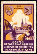 1927 Hungary Poster Stamp Agricultural Industrial Folk Costume Exposition