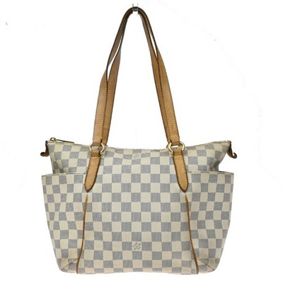 LOUIS VUITTON Totally MM Shoulder Bag Damier Azur Leather White N51262 86KP665