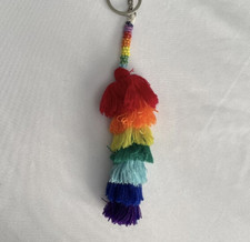 New Rainbow Tassel Bag Charm or Keychain Handmade