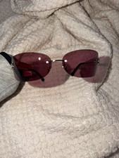 CHANEL 71560 Women&rsquo;s Rimless Shield Sunglasses Silver Metal Pink Tinted UV400