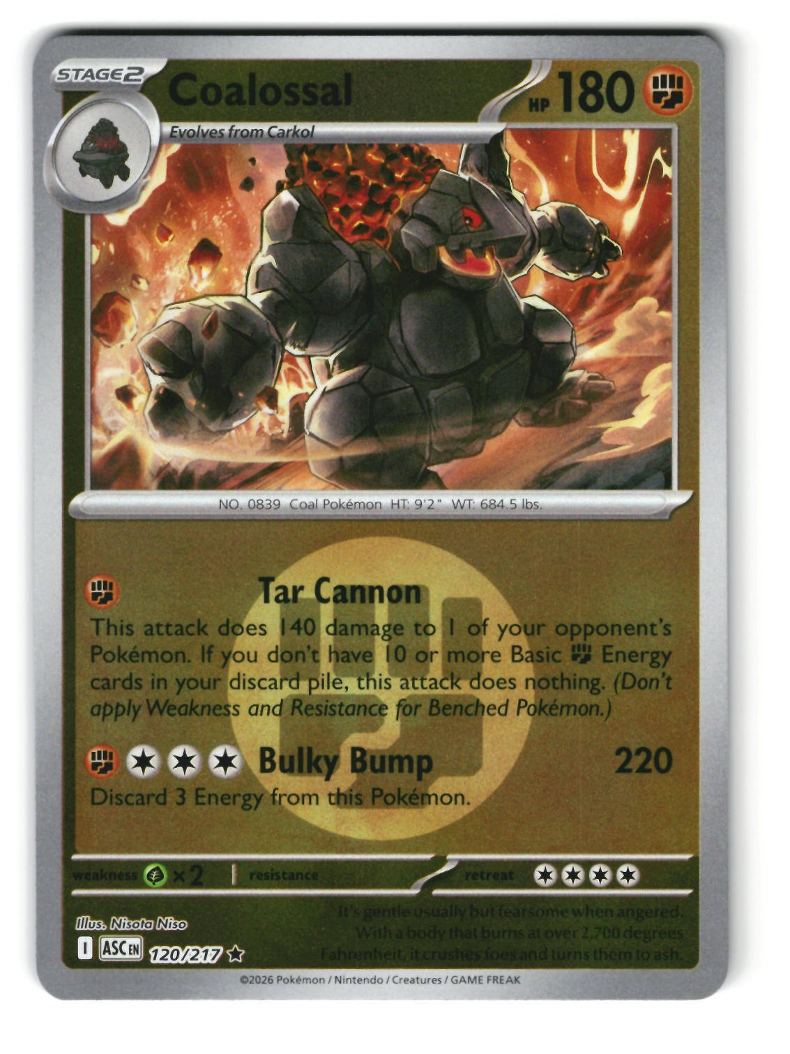 Coalossal (Energy Pattern) 120/217 Reverse Holo Ascended Heroes Pokemon NM