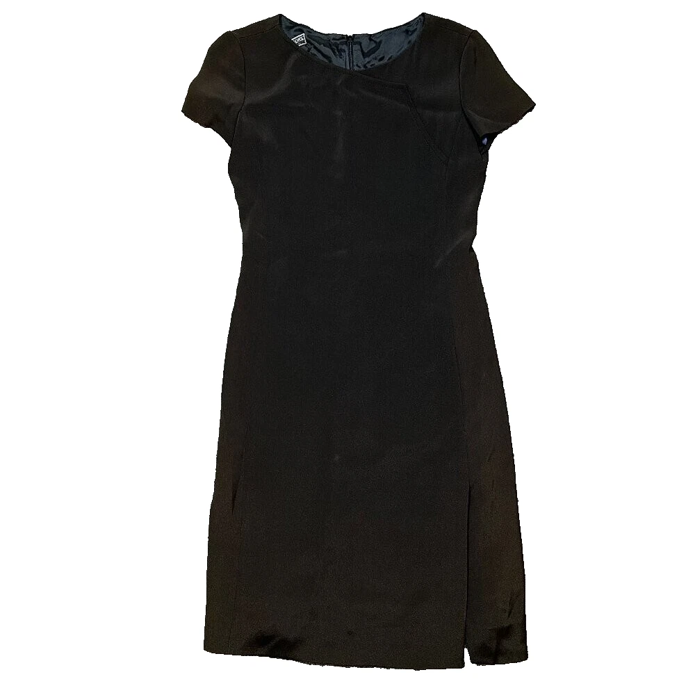 black giorgio armani dress Giorgio Armani Navy Silk Dress w/ Black Embellishments sz 2 l Michael's  Luxury Consignment  Michael's Consignment NYC