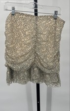 Chelsea And Violet Womens Beige Floral Ruched Mini Skirt Medium 100 Polyester
