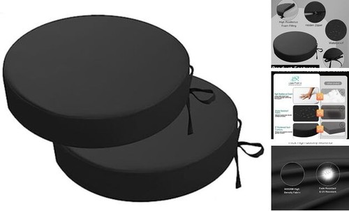 Outdoor Bistro Stuhl Kissen, 15”x15”x 3” dick 15" x 3" (2er Pack) schwarz