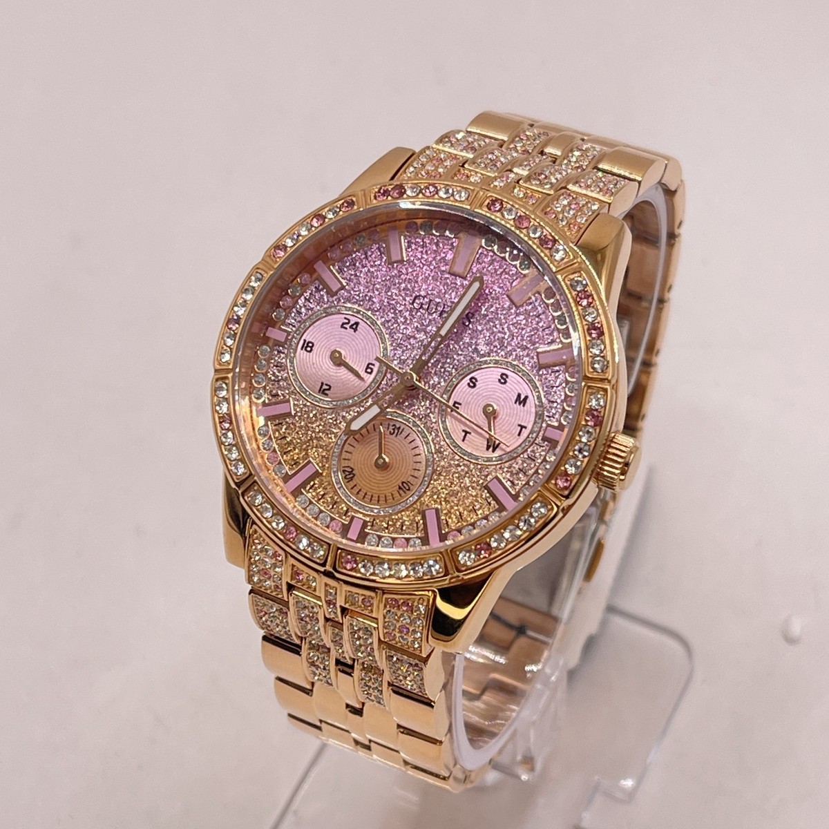 Guess Womens Multifunction Rhinestone Watch Stainless Steel 