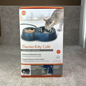 K&H Pet Products Thermo-Kitty Café Outdoor Heated Cat Food and Water Bowls