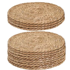 Handmade Heat Resistant 12" Round Woven Placemats Set of 8, Wicker Boho No Ch...