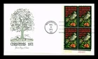 US COVER CHRISTMAS PARTRIDGE IN PEAR TREE FDC PLATE BLOCK ARTMASTER