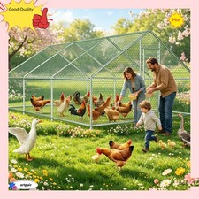 Large Chicken Coop Run Cage Dog Cage Fence Outdoor Kennel Metal Playpen 20'x10'