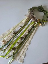 Beautiful WitchBells. Nestled within a 8" circle of bamboo ring lies a tapestry