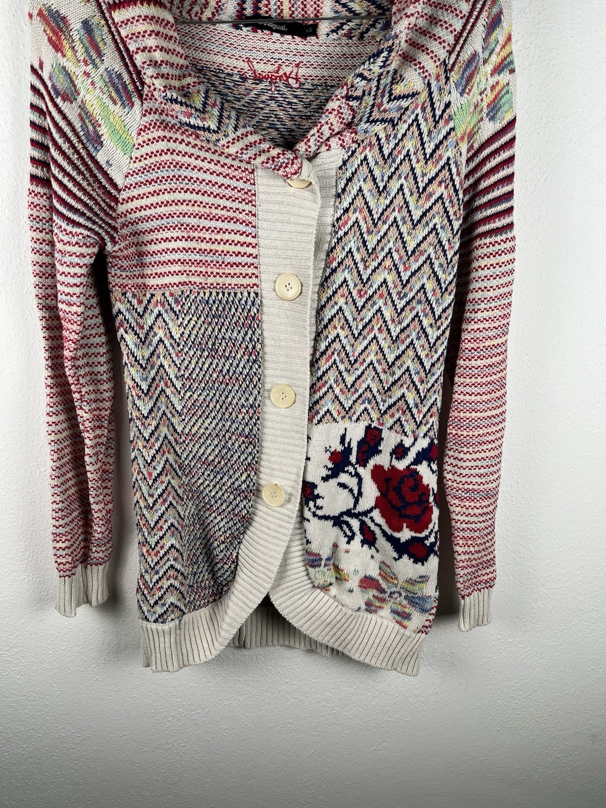 Desigual Multicolor Patchwork Patterned Knit Zip-… - image 3