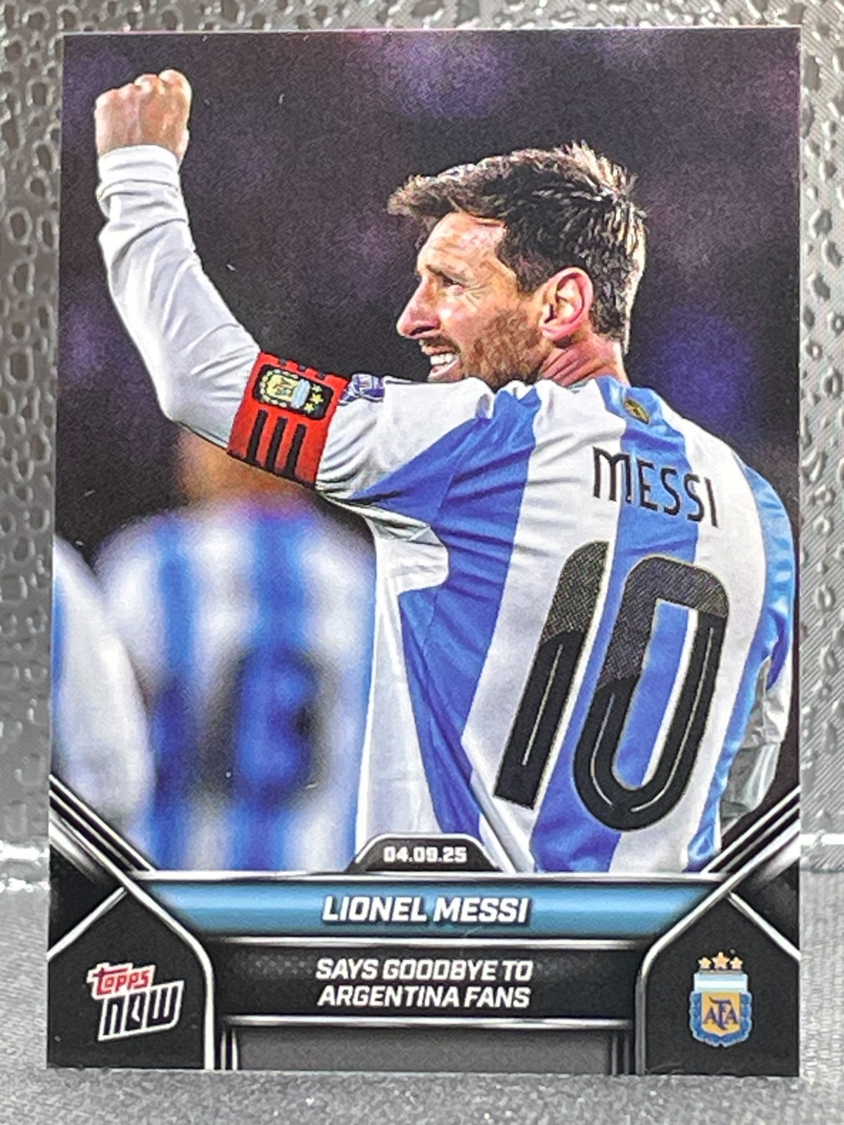 Lionel Messi 2025 Topps Now Argentina #2 Says Goodbye to Argentina Fans