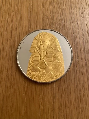 Mummiform Coffin Of Tutankhamen Gold EP .925 Silver Round Hallmarked 31.07g (20)