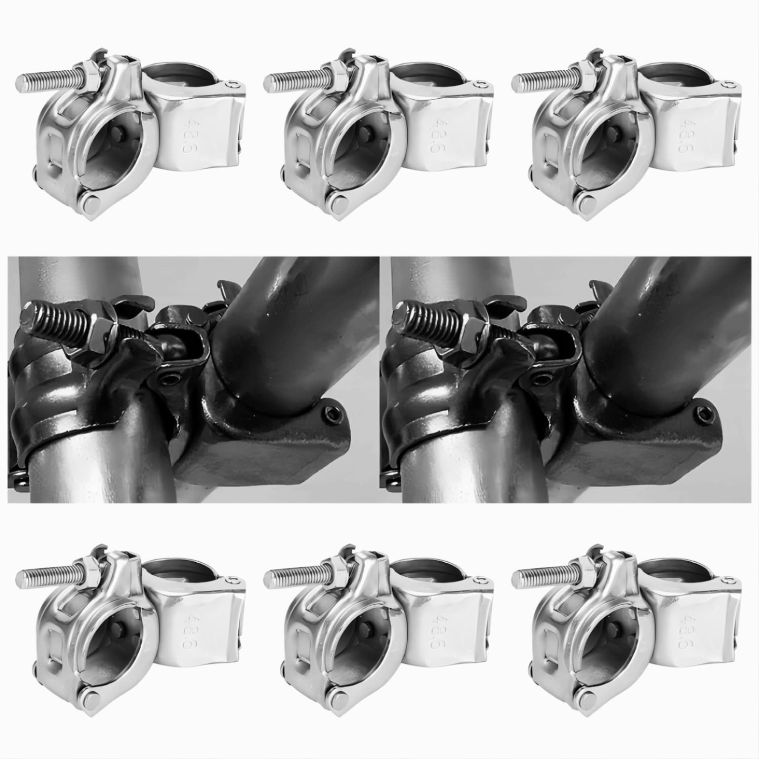 Scaffolding Couplers 8 Pack - Fixed Cross Clamps for 1.65-1.9" OD Tubes