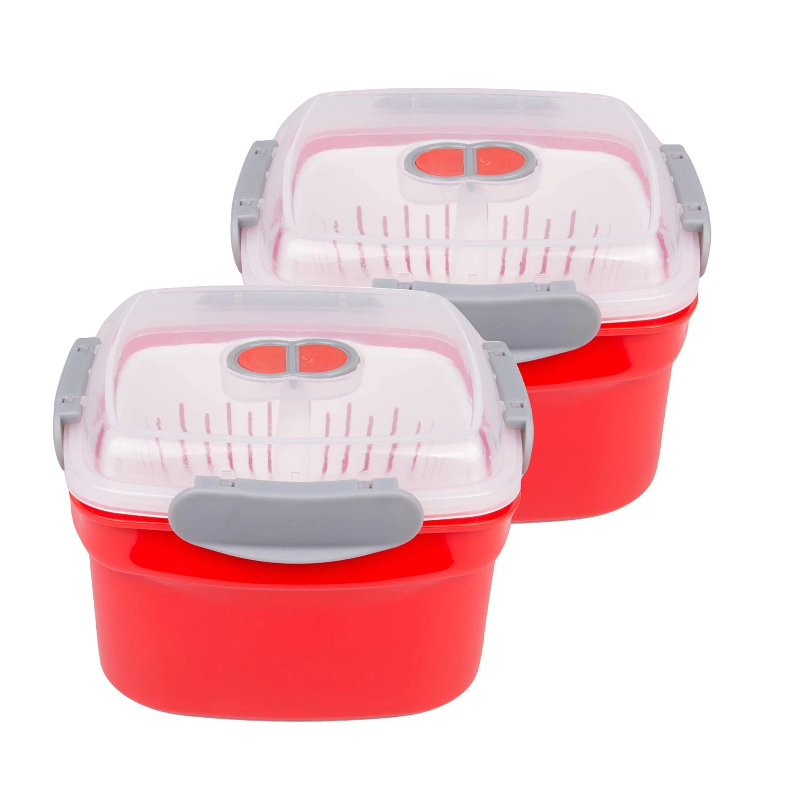 3pc Microwave Cookware Vegetable Steamers (2 pack)- Reusable Meal Prep Food C...