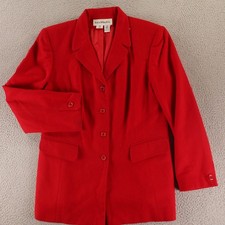 VTG Norton McNaughton Jacket Womens 10 Red 100 Wool Tweed Blazer