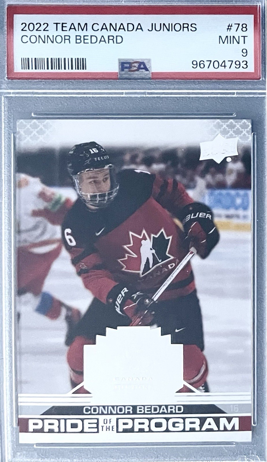 Connor Bedard (RC) 2022 Upper Deck Team Canada Juniors POP #78 PSA 9 Blackhawks