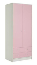 Kids Malibu 2 Door 2 Drawer Wardrobe-Pink & White | Playful Room Design