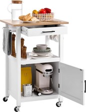 Kitchen Island Cart with Single Door Cabinet, Mobile Carts with Drawer, Towel