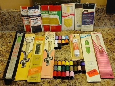 VTGE New Sewing Notions Lot / Recently New-Used Sewing Thread Lot  / Colors Vary