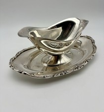Vintage Silver Plated Gravy Boat with Attached Underplate — listing 2