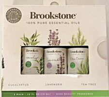 Brookstone 3Pack Set of 100 Pure Essential Oils in Lavender Eucalyptus Tea Tree