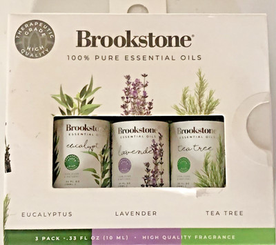 Brookstone 3Pack Set of 100% Pure Essential Oils in Lavender Eucalyptus Tea Tree