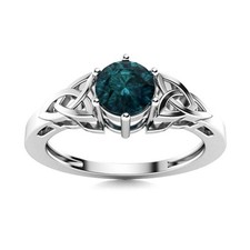 5MM Round London Blue Topaz Solitaire Celtic Shank Ring 925 Sterling Silver