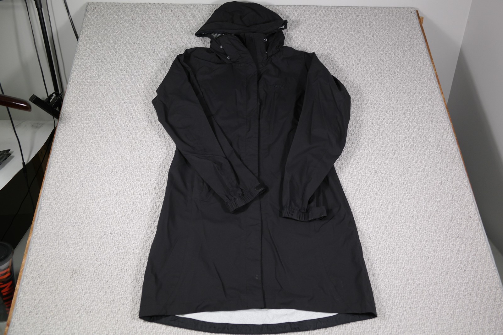 Womens Medium Black Hooded Full Zip Lined Mid Length Outdoor