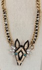 Betsey Johnson Zebra  Necklace Black Enamel Rhinestone Gold Tone Statement — photo 7