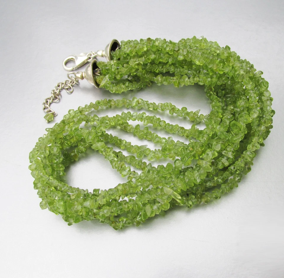 New In Box Retired SILPADA Sterling Silver 6 Strand PERIDOT Chip Necklace N1402 - Image 3 of 4